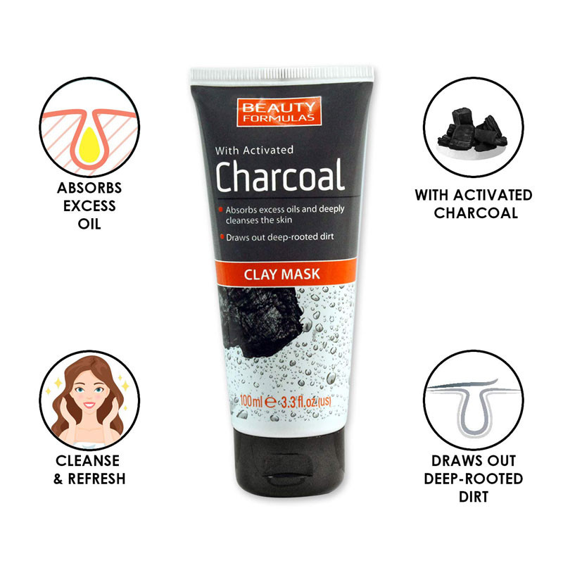 Beauty Formulas Activated Charcoal Clay Mask - 100ml (UK)