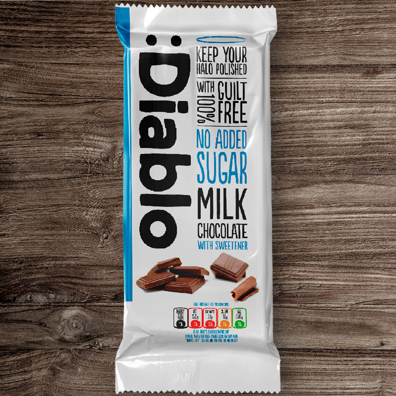 Diablo Milk No Added Sugar Chocolate - 85g (Imported from UK)
