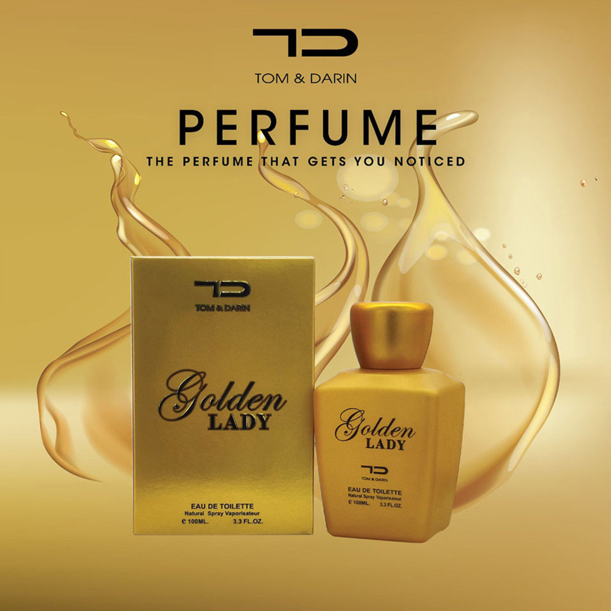 Tom & Darin Golden Lady Eau De Toilette Natural Spray - 100ml (India)