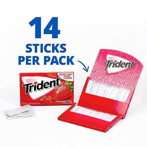 Trident Gum Strawberry Sugar Free - 14 Sticks