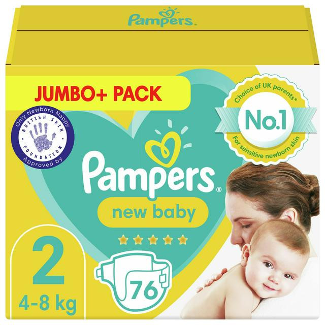 Pampers 2 New Baby Diaper Dry Type Belt Jumbo Pack (4-8kg) - 76 Piece (UK)