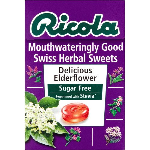 Ricola Delicious Elderflower Sugar Free Sweetened with Stevia- 45g (Imported from UK)