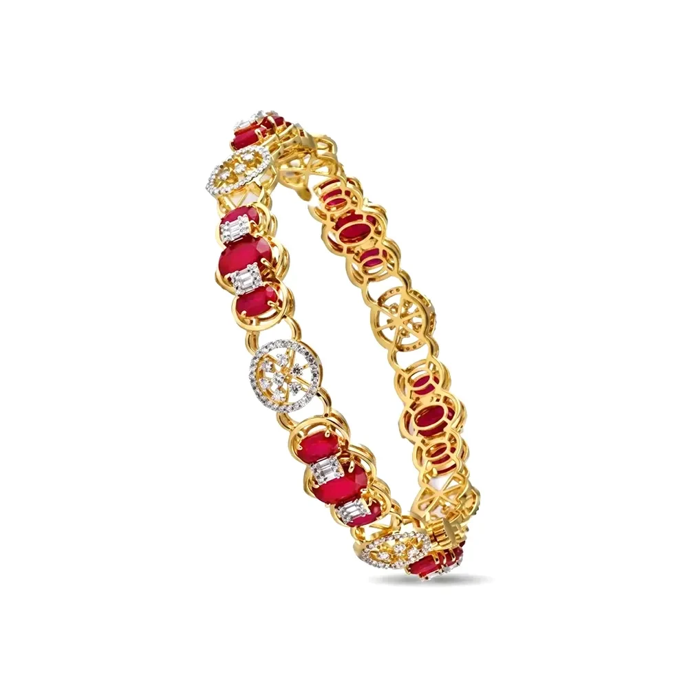Diamond color stone bangles
