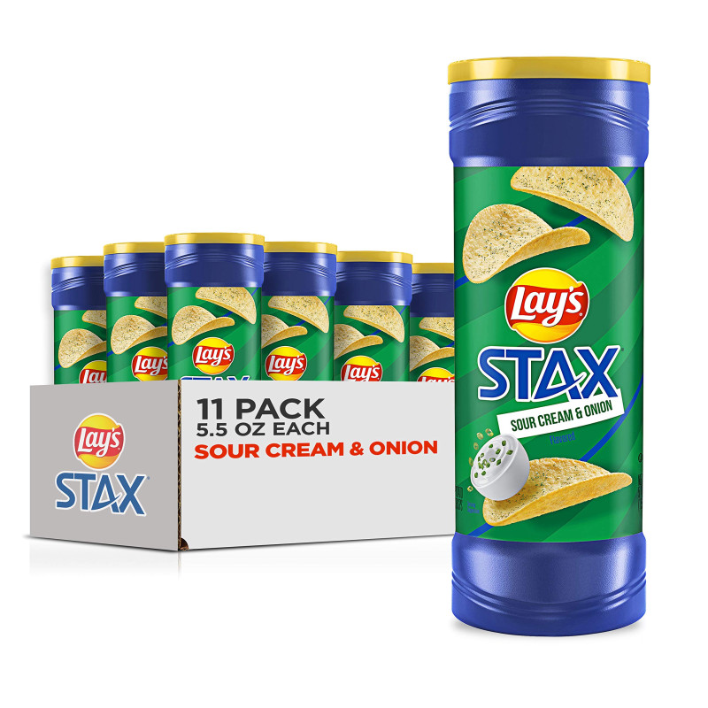 Lays Stax Sour Cream & Onion Potato Crisps - 155.9g (Mexico)