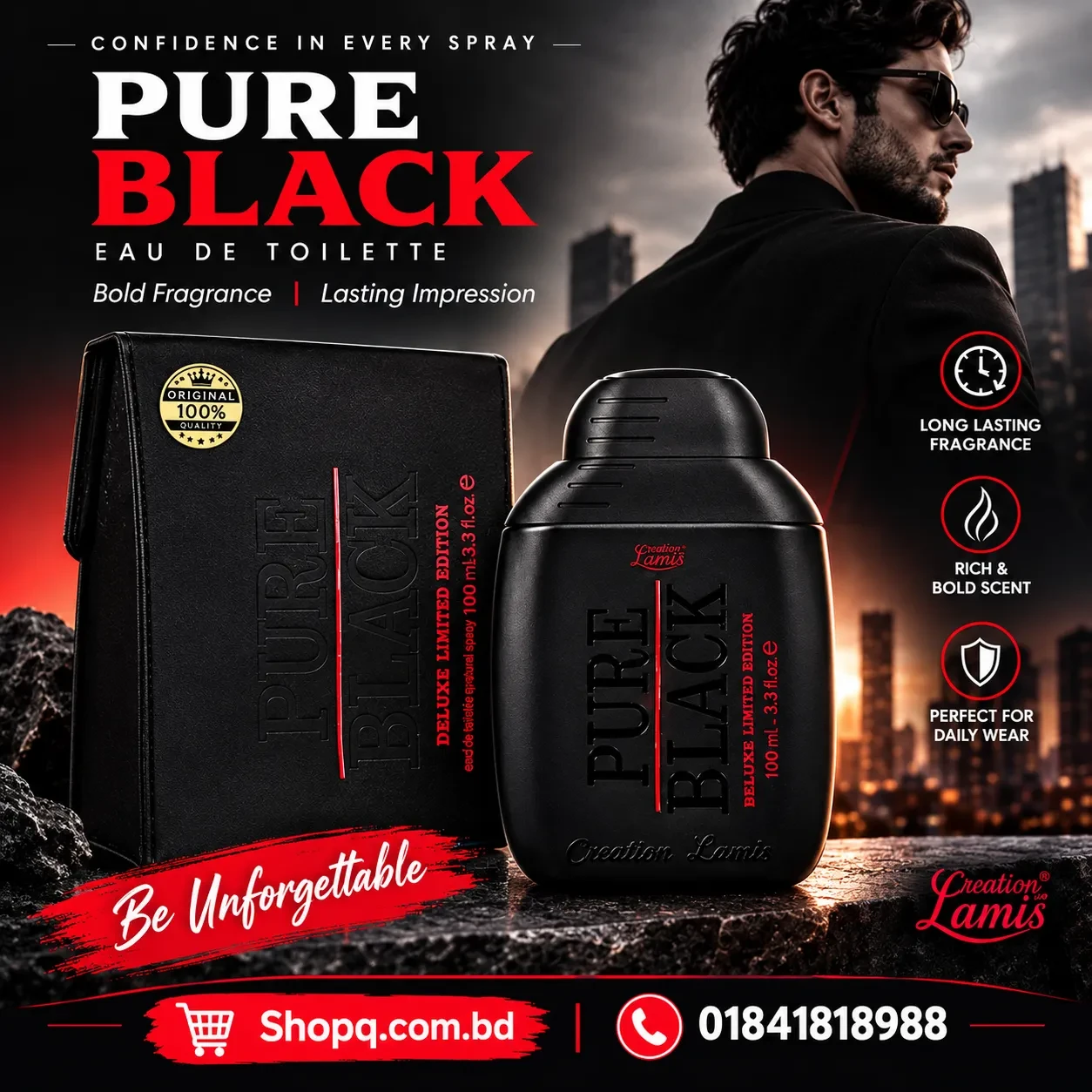 Pure Black Deluxe Limited Edition Eau De Perfume Spray - 100ml (UAE)