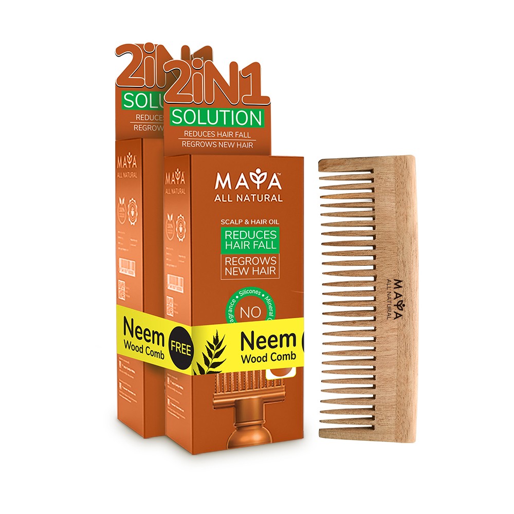 Maya All Natural Scalp and Hair Oil 100 ml (Buy 2 Get 1 Neem Wood Comb FREE