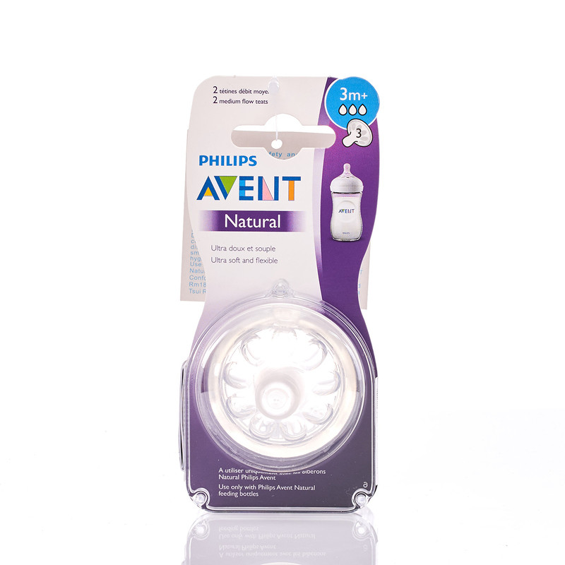Philips Avent Natural Teat 3M+ Twin Pack Nipple - (SCF043/27)